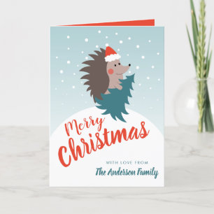 Cartão De Festividades Natal personalizado para o porco e o cão moderno