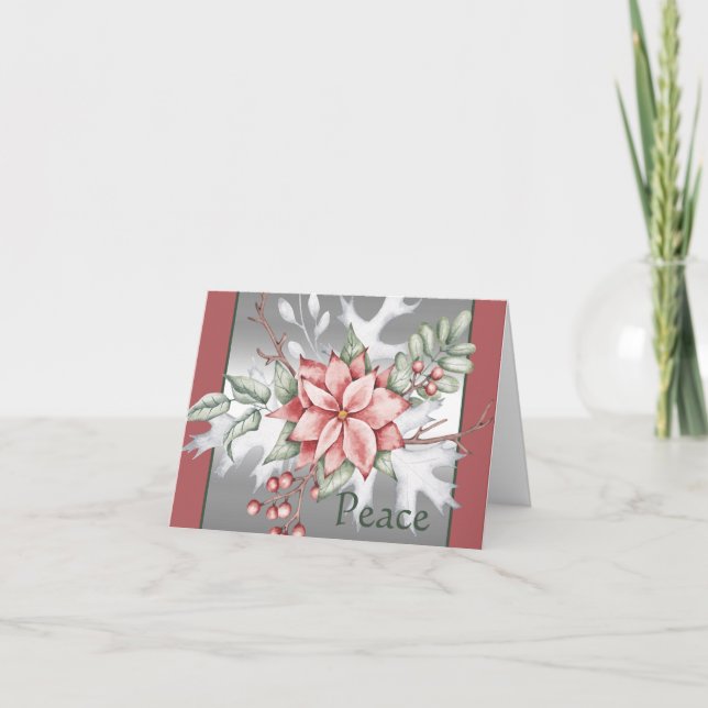Cartão De Festividades Natal personalizado para poinsettia de aquarela el (Frente)