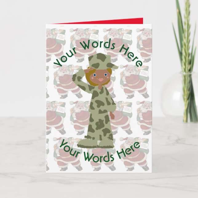 Cartão De Festividades Natal Personalizado para Soldado Negro Brinquedo (Frente)