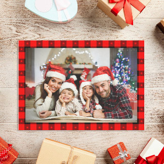 Cartão De Festividades Natal Personalizado Russo da Xadrez de Buffalo