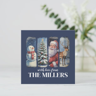 Cartão De Festividades Natal Personalizado Vintage Papai Noel Boneco de N