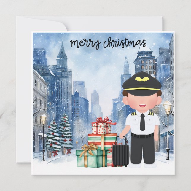 Cartão De Festividades Natal piloto em Nova Iorque (Frente)