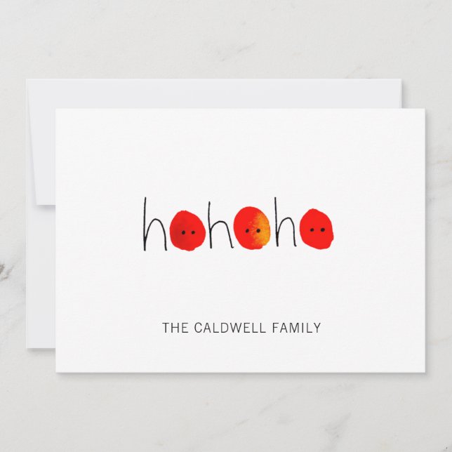 Cartão De Festividades Natal pintado à mão, vermelho e preto (Frente)