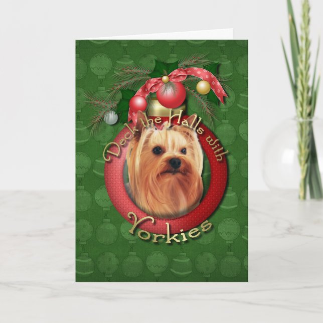 Cartão De Festividades Natal - plataforma os salões - Yorkies (Frente)