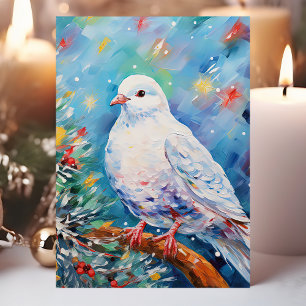 Cartão De Festividades Natal Pombo da Paz Colorido