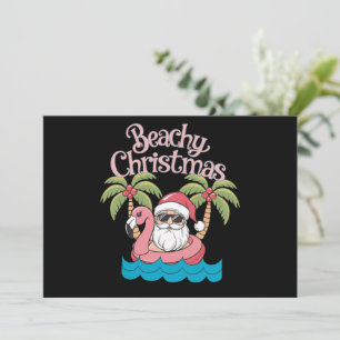 Cartão De Festividades Natal Praia Tropical de Férias Santa Praia