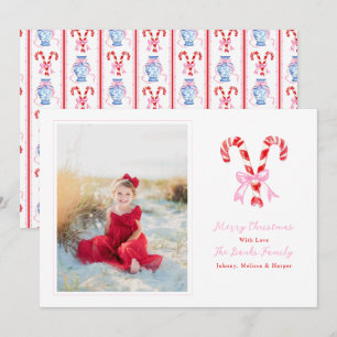Cartão De Festividades Natal Préppy Aquarela Bengalas Arcos Rosa