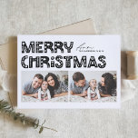 Cartão De Festividades Natal preto e escandinavo com duas fotos<br><div class="desc">Envie alegria de férias com nosso cartão de Natal personalizável, com duas fotos, com uma fascinante tipografia no estilo escandinavo. Este cartão de Natal de colagem de fotos combina lindamente a estética moderna com o espírito festivo, permitindo que você mostre duas de suas fotos favoritas. A tipografia moderna é complementada...</div>