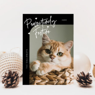 Cartão De Festividades Natal Preto para Gatos Festivos