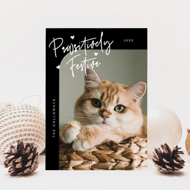 Cartão De Festividades Natal Preto para Gatos Festivos (Criador carregado)