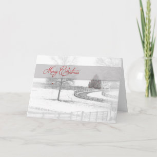 Cartão De Festividades Natal- Rancho de Cavalo-Inverno/Neve