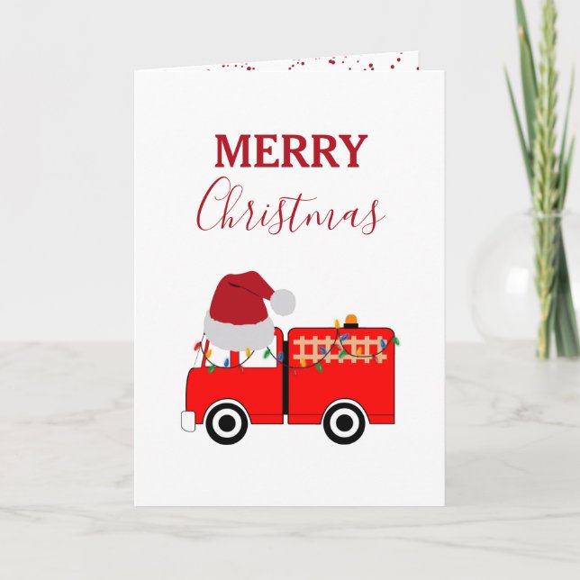Cartão De Festividades Natal Red Fire Truck Xmas (Frente)