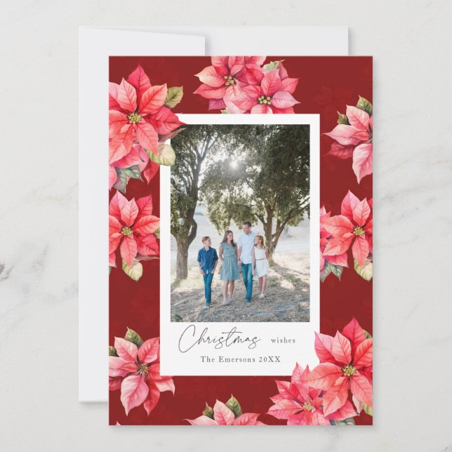 Cartão De Festividades Natal Red Poinsettia (Frente)