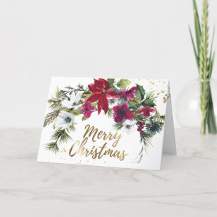 Cartão De Festividades Natal Red Poinsettia Pine Bíblia Isaiah 9:6