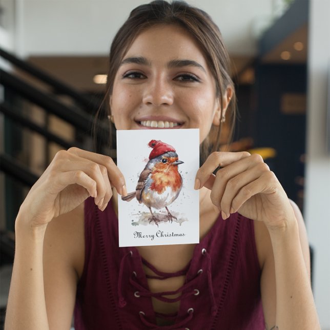 Cartão De Festividades Natal Red Robin personalizável (Criador carregado)