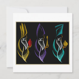 Cartão De Festividades Natal Reis Magos estilo bordado