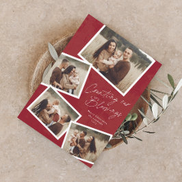 Cartão De Festividades Natal Religioso da Colagem de Fotos do Script Mode