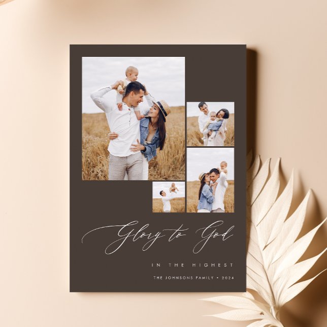 Cartão De Festividades Natal Religioso da Família Cristã Moderna (Criador carregado)