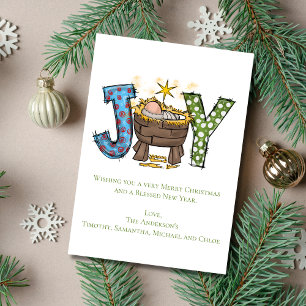 Cartão De Festividades Natal Religioso Jesus Bebê Alegria Personalizada