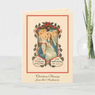 Cartão De Festividades Natal Religioso Jesus Virgem Maria Anjos Feriado