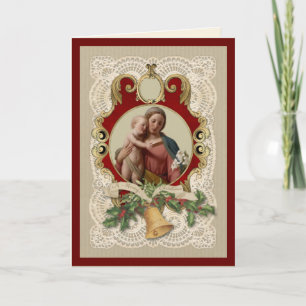 Cartão De Festividades Natal Religioso Jesus Virgem Maria Vintage