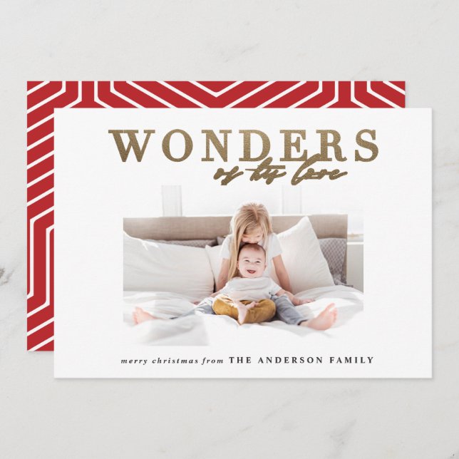 Cartão De Festividades Natal religioso moderno dourado multi foto (Frente/Verso)