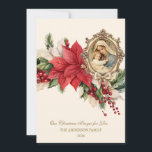 Cartão De Festividades Natal Religioso Poinsettia Mãe Maria Jesus<br><div class="desc">Apresentando uma bela imagem de ouro enquadrada da Bênção Mãe Maria e Jesus Bebê sobreposta em um spray floral de poinsettia vermelha. Os Corações Sagrados de Jesus Maria e José estão nas costas. Todo texto e fontes podem ser modificados.</div>