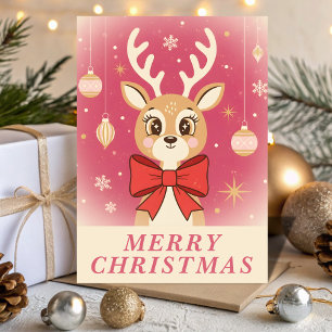 Cartão De Festividades Natal Retro Antílope Charme Natal