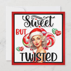 Cartão De Festividades Natal Retrô Doce e Sedutor Pin-up