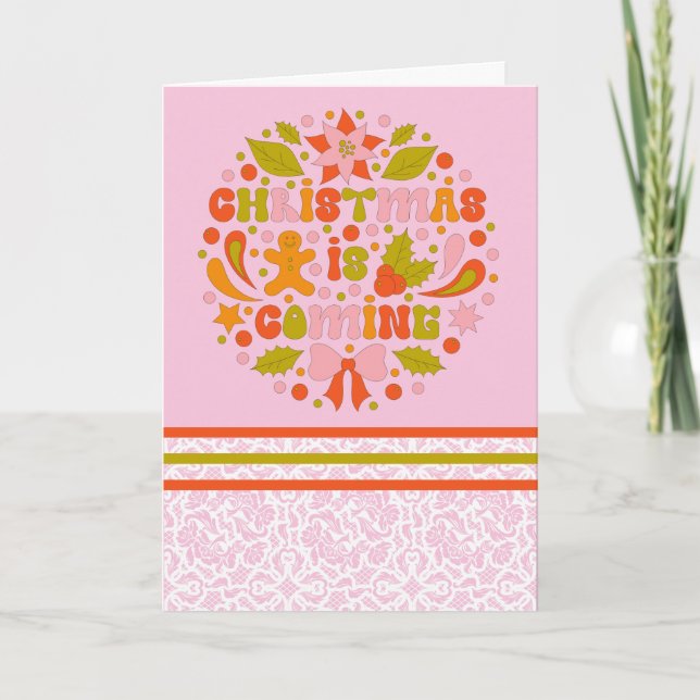 Cartão De Festividades Natal Retrô Personalizado de Meados do Século (Frente)