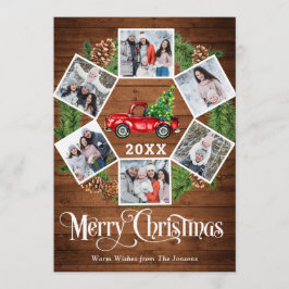 Cartão De Festividades Natal Retro Red Fazenda Caminhão Saudação 6 FOTO