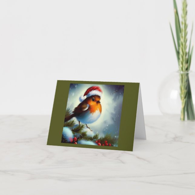 Cartão De Festividades Natal Robin 3 (Frente)
