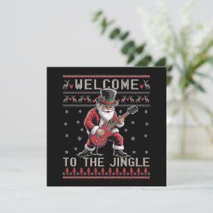 Cartão De Festividades Natal Rock n Roll Rocker Papai Noel Ugly Christmas