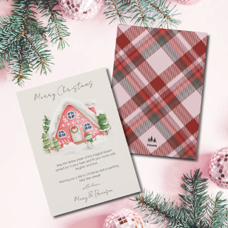 Cartão De Festividades Natal Rosa Vintage em Letra de Forma Não Foto
