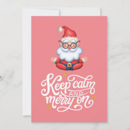 Cartão De Festividades Natal Rosa Vintage Meditar Fique Calmo E Alegre