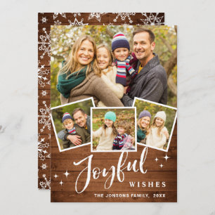 Cartão De Festividades Natal Russo Brown Boho Wood 4 FOTO Saudação