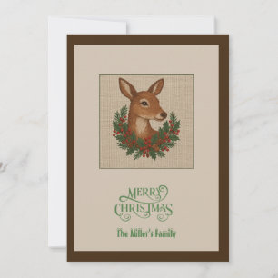 Cartão De Festividades Natal Russo com Veado de inverno com Terra