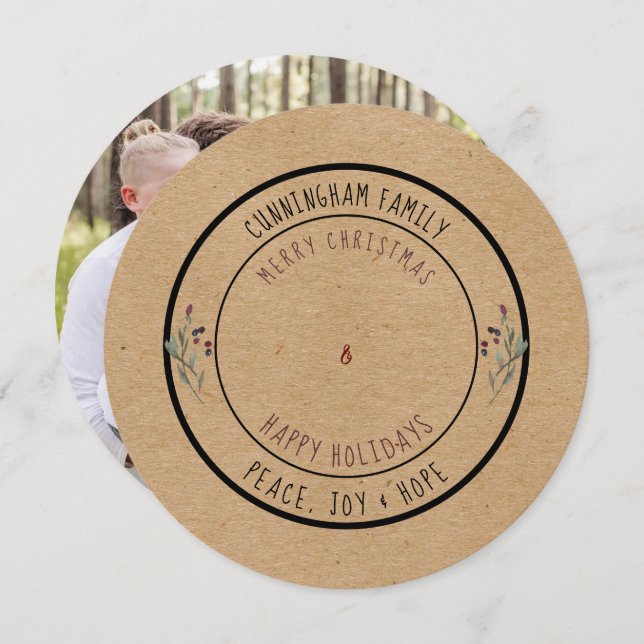 Cartão De Festividades Natal Russo redondo (Frente/Verso)