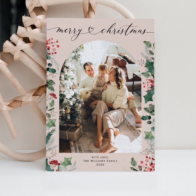 Cartão De Festividades Natal Rustic Chic 1 Photo Arch (Criador carregado)