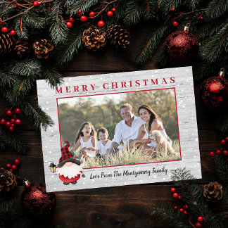 Cartão De Festividades Natal Rustic Lumberjack Gnome Personalizado