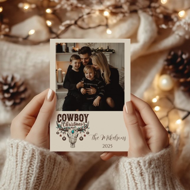 Cartão De Festividades Natal Rustico Cowboy (Criador carregado)