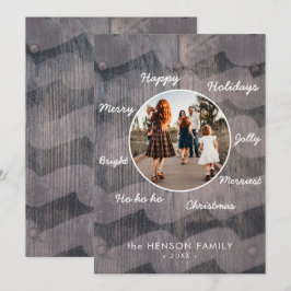 Cartão De Festividades Natal Rústico Única Deseja Foto da Família