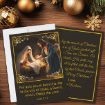 Cartão De Festividades Natal Santa Família Religiosa<br><div class="desc">Celebre o verdadeiro significado do Natal com o nosso belo cartão de Natal da cena da Natividade. A frente da carta apresenta o verso Bíblia e eterno Luke 2:11, que nos lembra o nascimento milagroso de Jesus. Dentro, você encontrará uma saudação sentimental e sentimental, perfeita para compartilhar seus desejos calorosos...</div>