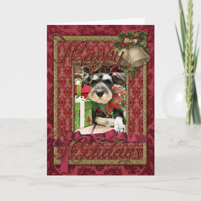 Cartão De Festividades Natal - Schnauzer - Joey (Frente)
