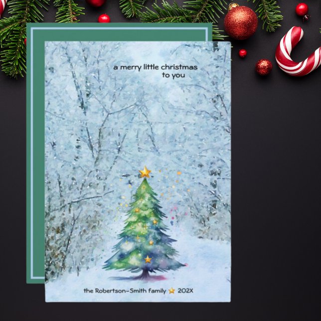 Cartão De Festividades Natal Serene Árvore A Feliz Pequeno Natal (Criador carregado)