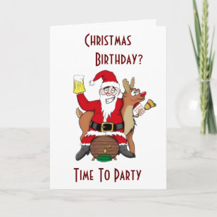CARTÃO DE FESTIVIDADES NATAL & SEU ANIVERSÁRIO=BEBA E FESTEJE