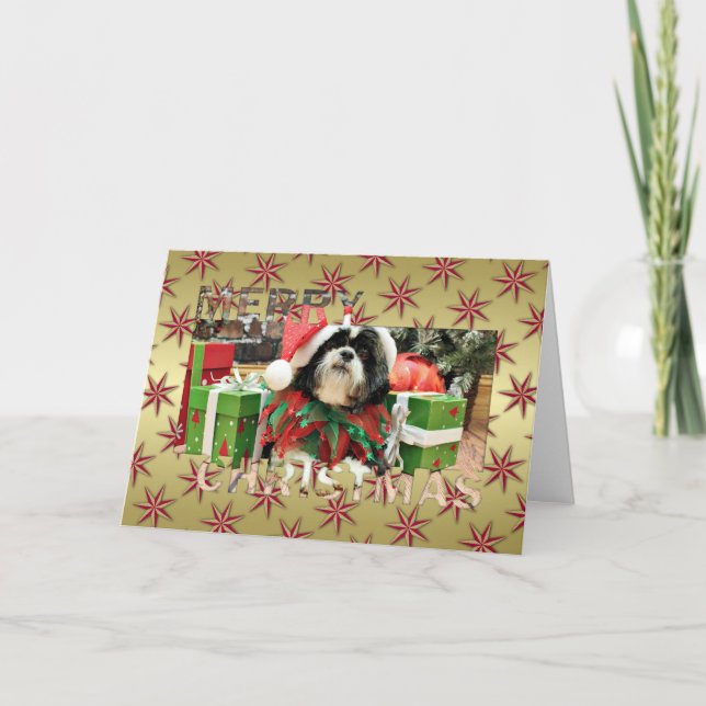 Cartão De Festividades Natal - Shih Tzu - Riley (Frente)