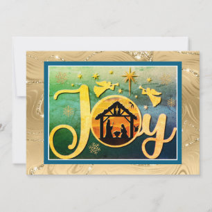 Cartão De Festividades Natal Silhueta "JOY" Ouro Moderno