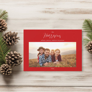 Cartão De Festividades Natal simples com fotos múltiplas da família Car