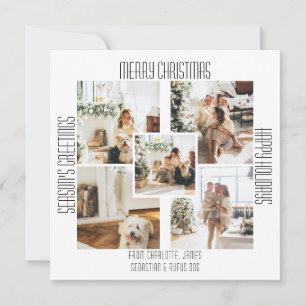 Cartão De Festividades Natal Simples Moderno com 5 Fotos e Texto